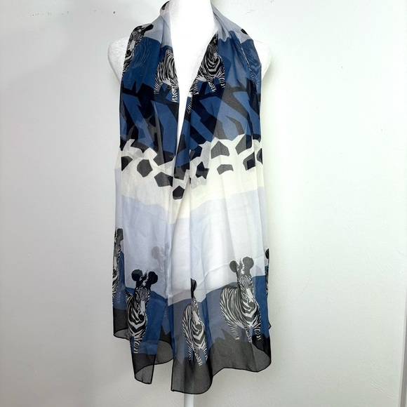 SYMPHONY Zebra Lightweight Semi Sheer Scarf Abstract Geometric Shapes - Picture 16 of 16
